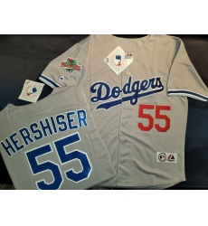 Men Los Angeles Dodgers OREL HERSHISER 1988 Grey Stitched Jersey