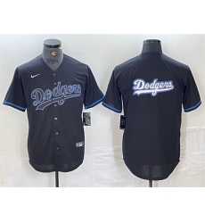 Men Los Angeles Dodgers Team Big Logo Black Cool Base Stitched Baseball Jersey 2