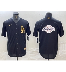 Men Los Angeles Dodgers Team Big Logo Black Cool Base Stitched Baseball Jersey