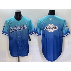 Men Los Angeles Dodgers Team Big Logo Blue Limited Stitched Baseball Jersey 3