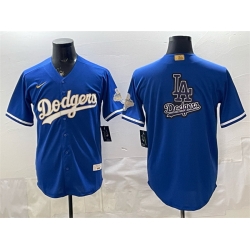 Men Los Angeles Dodgers Team Big Logo Royal 2026 Alternate Gold Collection Stadium Stitched Baseball Jersey 002