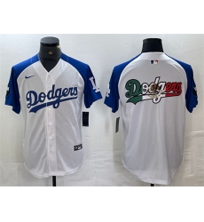 Men Los Angeles Dodgers Team Big Logo White Blue Vin Patch Cool Base Stitched Baseball Jerseys 1