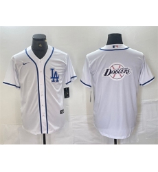 Men Los Angeles Dodgers Team Big Logo White Cool Base Stitched Baseball Jersey 2