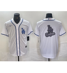 Men Los Angeles Dodgers Team Big Logo White Cool Base Stitched Baseball Jersey 3
