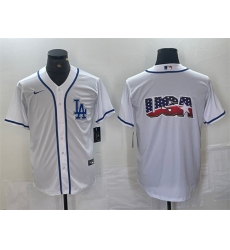 Men Los Angeles Dodgers Team Big Logo White Cool Base Stitched Baseball Jersey 4