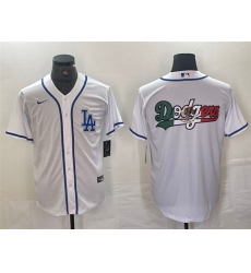 Men Los Angeles Dodgers Team Big Logo White Cool Base Stitched Baseball Jersey