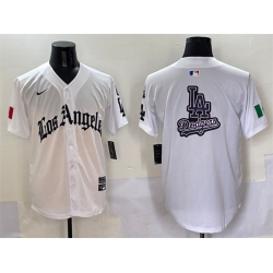 Men Los Angeles Dodgers Team Big Logo White Mexico 2025 LA Gothic Style With Fernando Patch Vapor Premier Limited Stitched Baseball Jersey 002