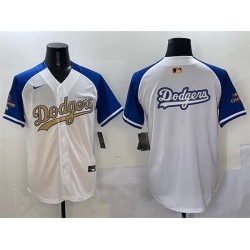 Men Los Angeles Dodgers Team Big Logo White Royal Gold 2024 World Series Champions Vapor Limited Stitched Baseball Jersey