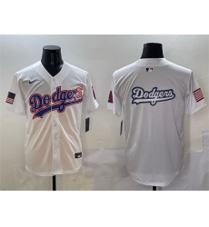 Men Los Angeles Dodgers Team Big Logo White With American Flag Patch Limited Stitched Baseball Jersey 2 Men Los Angeles Dodgers Team Big Logo White With American Flag Patch Limited Stitched Baseball Jersey 2