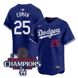 Men Los Angeles Dodgers Tommy Edman #25 Blue Flex Base 2024 World Champions Stitched MLB Jersey