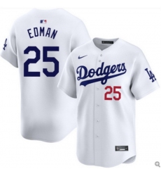 Men Los Angeles Dodgers Tommy Edman #25 White Flex Base 2024 World Champions Stitched MLB Jersey