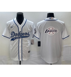 Men Los Angeles Dodgers White Team Big Logo Cool Base Stitched Baseball Jersey