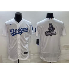 Men Los Angeles Dodgers White Team Big Logo Flex Base Stitched Baseball Jersey