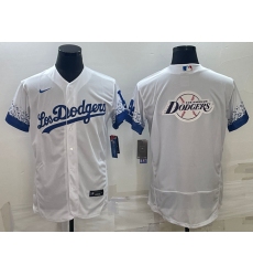 Men Los Angeles Dodgers White Team Big Logo Flex Base Stitched Baseball Jerseys