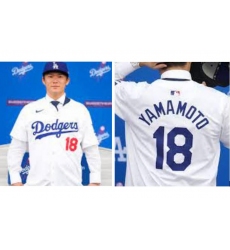 Men Los Angeles Dodgers Yoshinobu Yamamoto #18 White Flex base Stitched MLB jersey