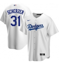 Men Men Los Angeles Dodgers 31 Max Scherzer White Home Cool Base Jersey