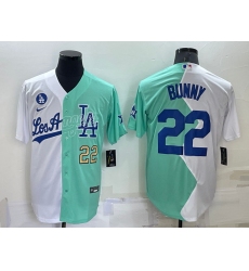 Men Nike Los Angeles Dodgers 22 Bad Bunny 2022 All Star White Green Cool Base Stitched Baseball Jerseys