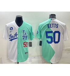Men Nike Los Angeles Dodgers 50 Mookie Betts 2022 All Star White Green Cool Base Stitched Baseball Jerseys