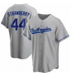 Men Nike Los Angeles Dodgers Darryl Strawberry #44 Gray Cool Base Stitched MLB Jersey