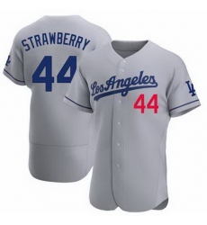 Men Nike Los Angeles Dodgers Darryl Strawberry #44 Gray Flex Base Stitched MLB Jersey
