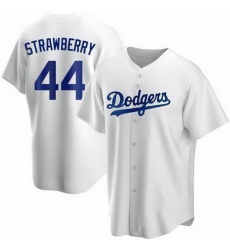Men Nike Los Angeles Dodgers Darryl Strawberry #44 White Cool Base Stitched MLB Jersey