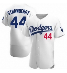 Men Nike Los Angeles Dodgers Darryl Strawberry #44 White Flex Base Stitched MLB Jersey