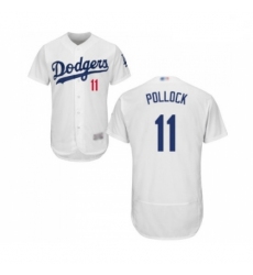 Mens Los Angeles Dodgers 11 A J Pollock White Home Flex Base Authentic Collection Baseball Jersey