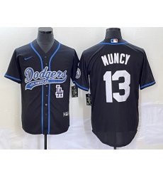 Men's Los Angeles Dodgers #13 Max Muncy Black With Patch Cool Base Stitched Baseball Jersey