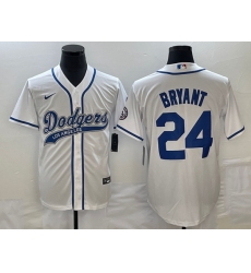 Men's Los Angeles Dodgers #24 Kobe Bryant White With Patch Cool Base Stitched Baseball Jersey