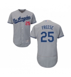 Mens Los Angeles Dodgers 25 David Freese Grey Road Flex Base Authentic Collection Baseball Jersey