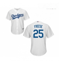 Mens Los Angeles Dodgers 25 David Freese Replica White Home Cool Base Baseball Jersey 