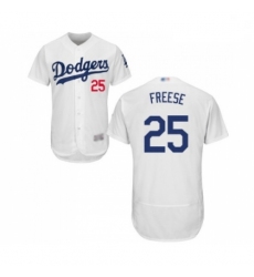 Mens Los Angeles Dodgers 25 David Freese White Home Flex Base Authentic Collection Baseball Jersey