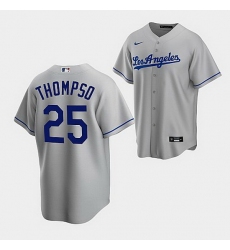 Men's Los Angeles Dodgers #25 Trayce Thompson Gray Cool Base Stitched Baseball Jersey