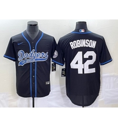 Men's Los Angeles Dodgers #42 Jackie Robinson Black With Patch Cool Base Stitched Baseball Jersey