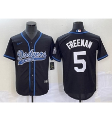Men's Los Angeles Dodgers #5 Freddie Freeman Black Cool Base Stitched Baseball Jersey1
