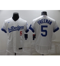 Men's Los Angeles Dodgers #5 Freddie Freeman White 2022 City Connect Flex Base Stitched Jersey