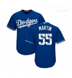 Mens Los Angeles Dodgers 55 Russell Martin Authentic Royal Blue Team Logo Fashion Cool Base Baseball Jersey 