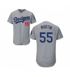 Mens Los Angeles Dodgers 55 Russell Martin Gray Alternate Flex Base Authentic Collection Baseball Jersey