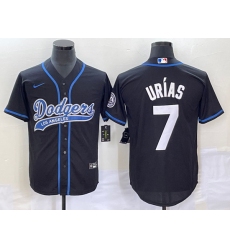 Men's Los Angeles Dodgers #7 Julio Urias Black With Patch Cool Base Stitched Baseball Jersey1