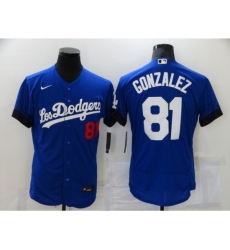 Men's Los Angeles Dodgers #81 Victor Gonzalez Blue Elite City Player Jersey