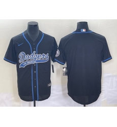 Men's Los Angeles Dodgers Black Blank With Patch Cool Base Stitched Baseball Jersey