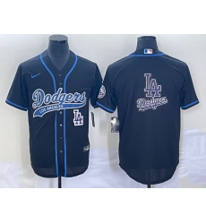 Men's Los Angeles Dodgers Black Team Big Logo With Patch Cool Base Stitched Baseball Jerseys