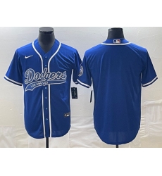 Men's Los Angeles Dodgers Blue Blank With Patch Cool Base Stitched Baseball Jersey