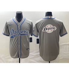 Men's Los Angeles Dodgers Grey Blank With Patch Cool Base Stitched Baseball Jerseys