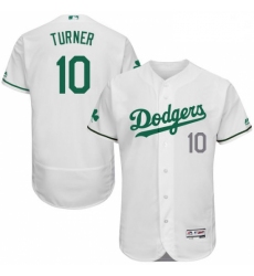 Mens Majestic Los Angeles Dodgers 10 Justin Turner White Celtic Flexbase Authentic Collection MLB Jersey