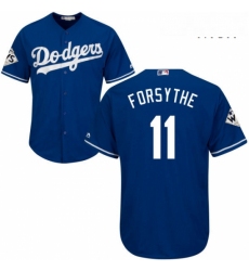 Mens Majestic Los Angeles Dodgers 11 Logan Forsythe Replica Royal Blue Alternate 2017 World Series Bound Cool Base MLB Jersey 
