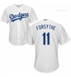 Mens Majestic Los Angeles Dodgers 11 Logan Forsythe Replica White Home Cool Base MLB Jersey 