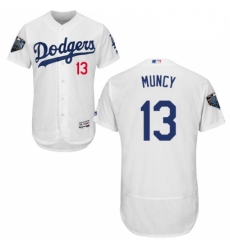 Mens Majestic Los Angeles Dodgers 13 Max Muncy White Home Flex Base Authentic Collection 2018 World Series Jersey 