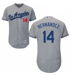 Mens Majestic Los Angeles Dodgers 14 Enrique Hernandez Grey Flexbase Authentic Collection MLB Jersey