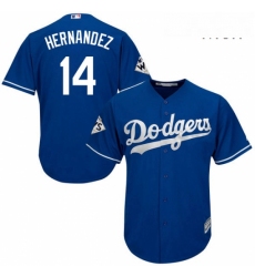 Mens Majestic Los Angeles Dodgers 14 Enrique Hernandez Replica Royal Blue Alternate 2017 World Series Bound Cool Base MLB Jersey